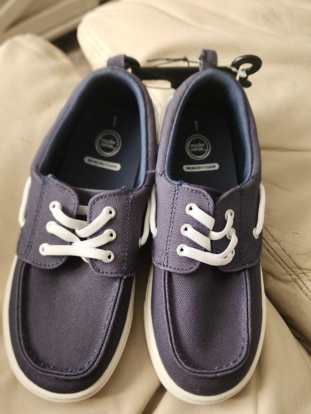 wonder nation Navy Canvas Kids Sneakers with White Accents